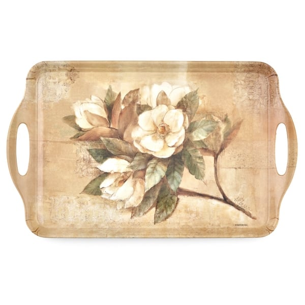 Pimpernel Sugar Magnolia Large Melamine Handled Tray - 19.25" x 11.5"