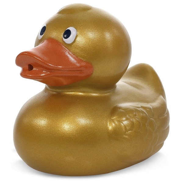 slide 2 of 7, DolliBu Metallic Gold Duck Bath Buddy Squirter For Toddlers - 2.7Lx2.2Wx2.3H inches