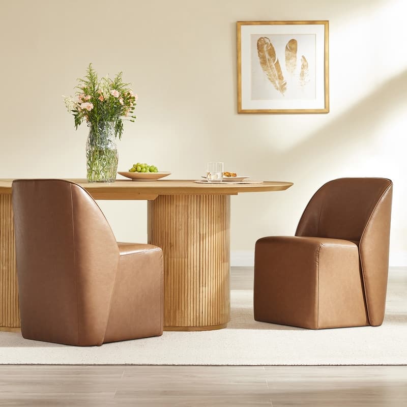 Spruce & Spring Modern Upholstered Dining Chair with Hidden Casters