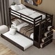 preview thumbnail 31 of 40, Twin Over Twin Bunk Bed with Trundle Bed, Staircase and 4 Storage Drawers, Solid Wood Bunk Beds with Stairs and Guardrail