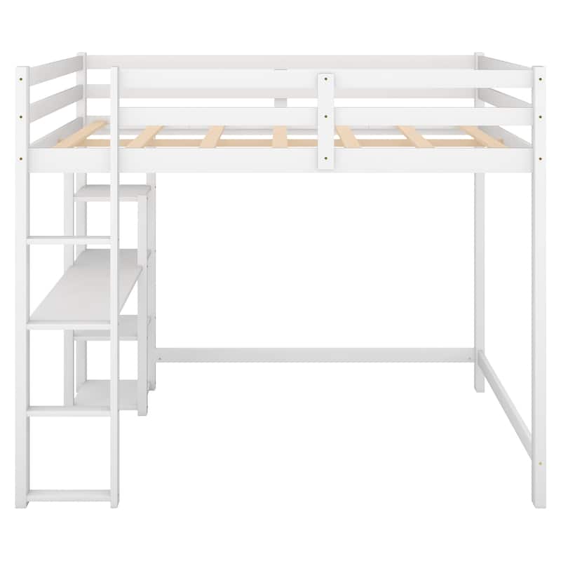 MERITLINE Full Size Loft Bed With Desk And 7 Drawers