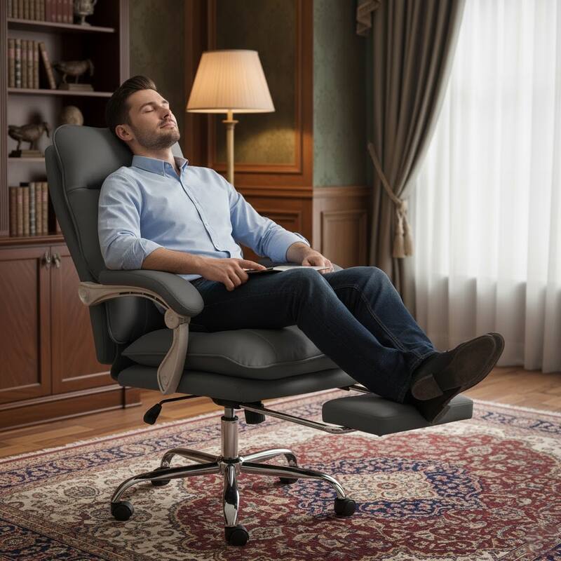 Reclining Executive Office Chair with Footrest
