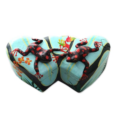 Novica Handmade Twin Frogs Wood Jewelry Box