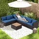 preview thumbnail 53 of 66, EROMMY 6/7 Piece Modular Outdoor Rattan Sofa Set, All-Weather Wicker Patio Furniture with Storage Table, Cushions & Pillows
