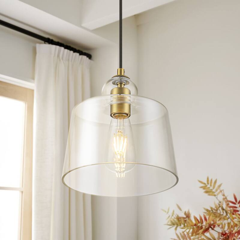 8.7" 1-Light Modern Mini Chrome/Gold/Matte Black Clear Glass Pendant Light for Kitchen Island Dining Room - 1 Light - Gold