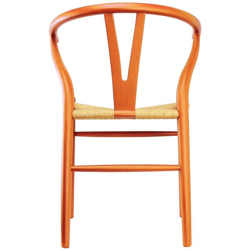 Set of 2 Modern Wish bone Solid Wooden Dining Chair with Woven Paper cord Seat, Farmhouse Y Back Elbow Side Chair
