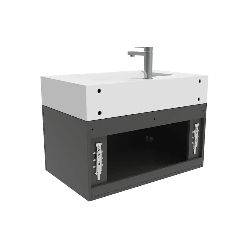 Nile 30-Inch Wall Mounted Bathroom Vanity Set w/ White Top