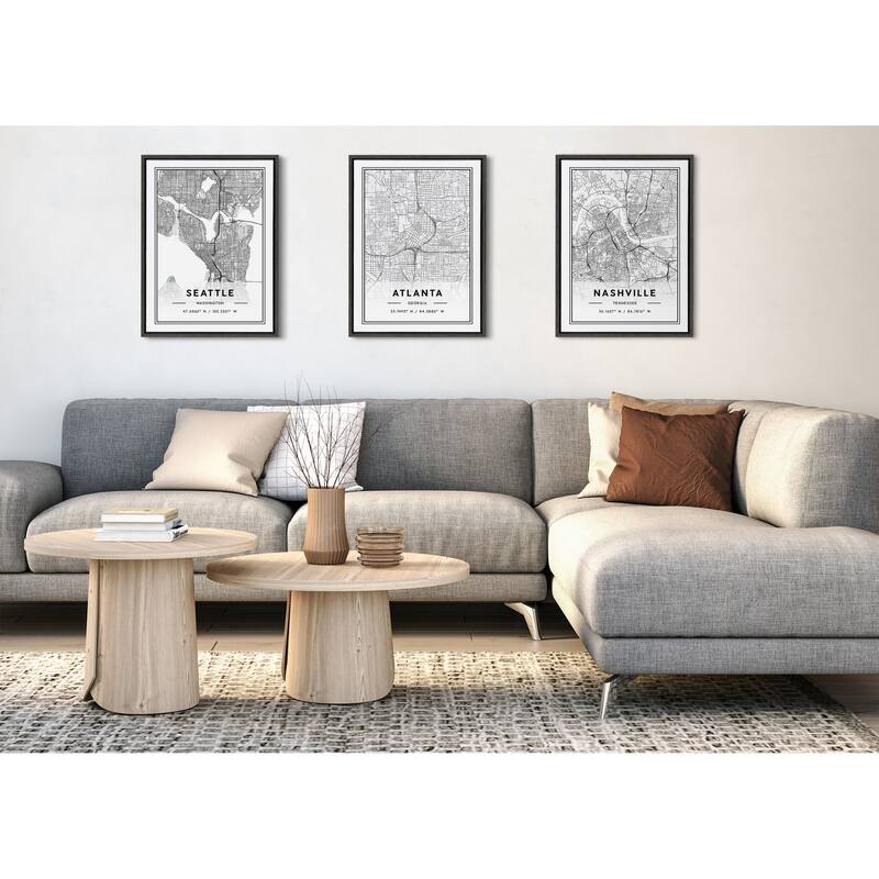 Kate and Laurel Sylvie Atlanta Modern Map Framed Canvas by Jake Goossen
