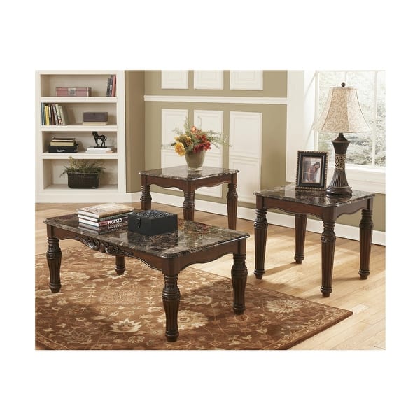 Ashley T533 13 North Shore Dark Brown Occasional Table Set W Hand Finished On Sale Overstock 16262757