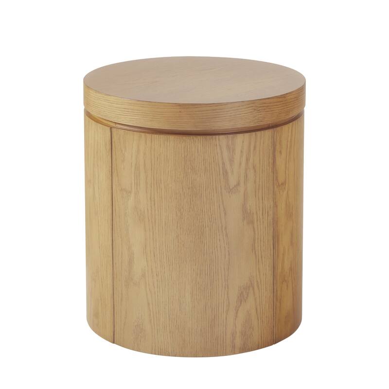 Walker Edison Modern Easy Assembly Oak Veneer Side Table with Storage