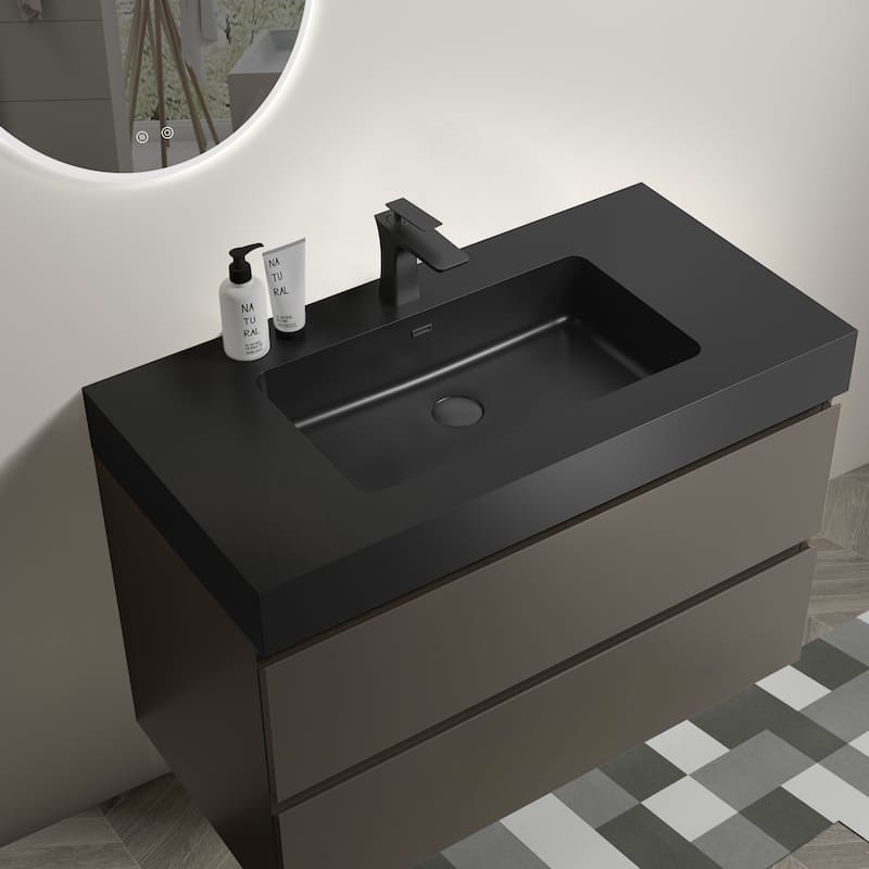 GDFStudio - Naomi Modern Floating Bathroom Vanity with Silent Drawers and Pre-Assembled One-Piece Sink