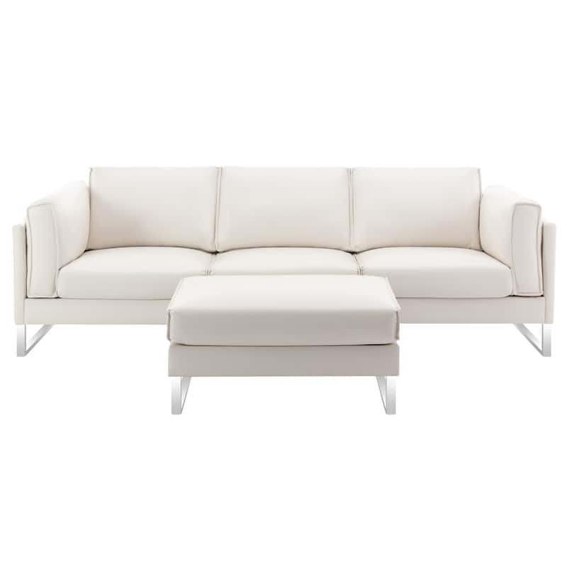 Morden Fort L-Shaped Sofa Sectional Faux Leather Couch for Living Room
