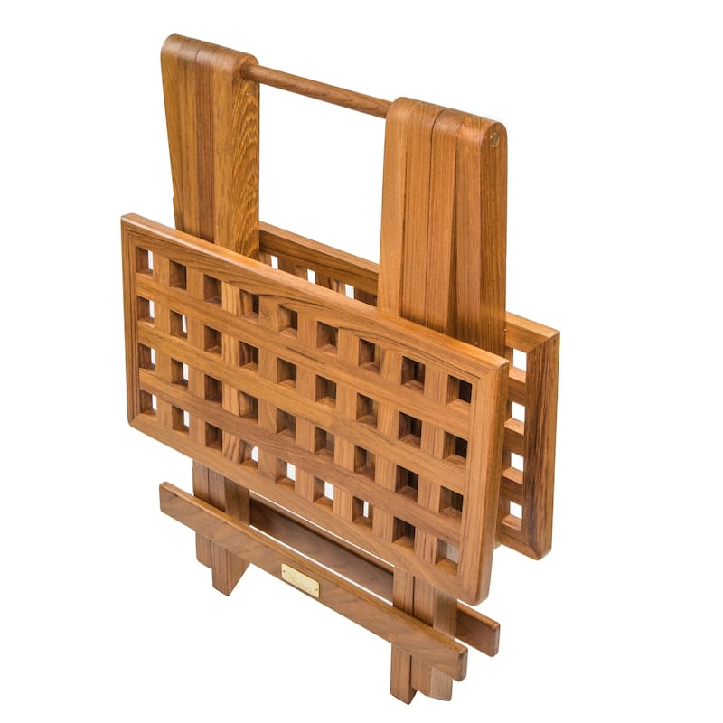 Teak Grate Top Fold-Away Table - 17-3/4" SQ. x 18-1/2" H