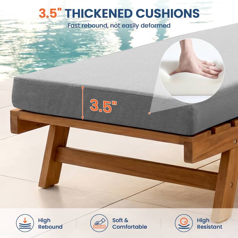 Pocassy 71x22 Inch Outdoor Chaise Lounge Cushions with Zipper