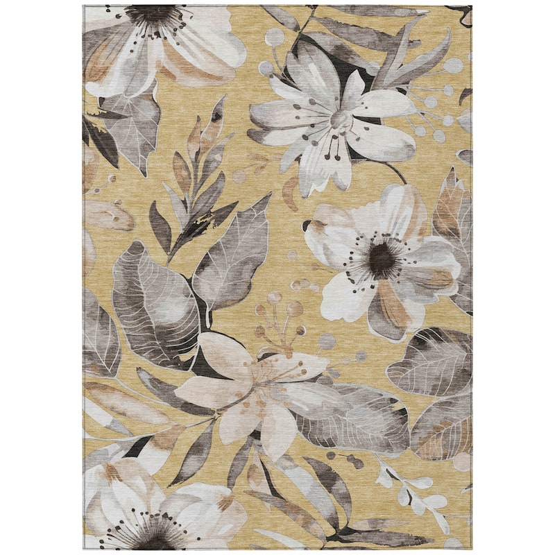 Machine Washable Indoor/ Outdoor Floral Chantille Rug