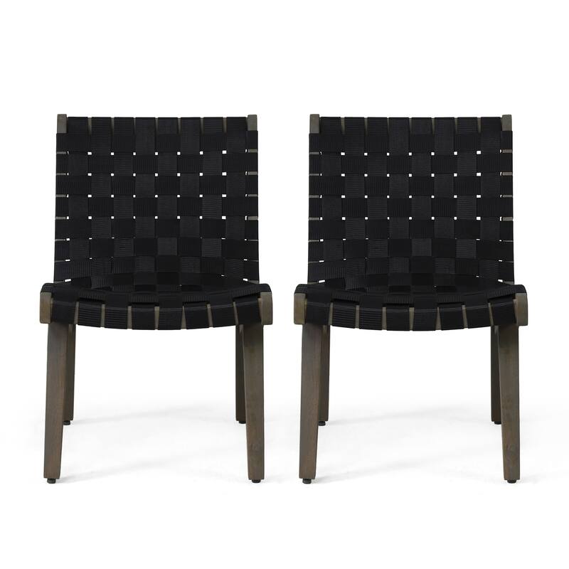 Roomfitters Modern Woven Strap Lounge Chair, Accent Armless Chair for Living Room or Patio