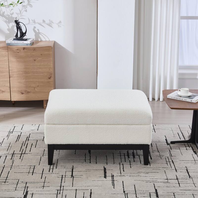 33.86"W Upholstered Wood Base Storage Ottoman with Reversible Lid