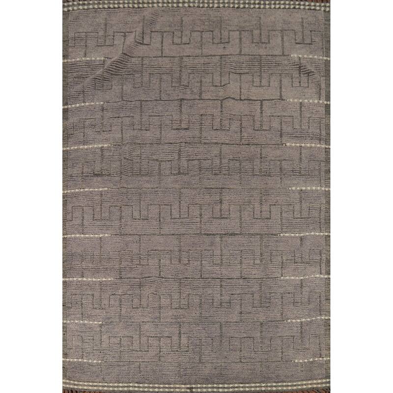 Moroccan Modern Area Rug Handmade Geometric Wool Carpet - 7'8"x 10'6"