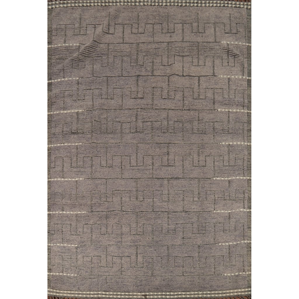 Moroccan Modern Area Rug Handmade Geometric Wool Carpet - 7'8"x 10'6"