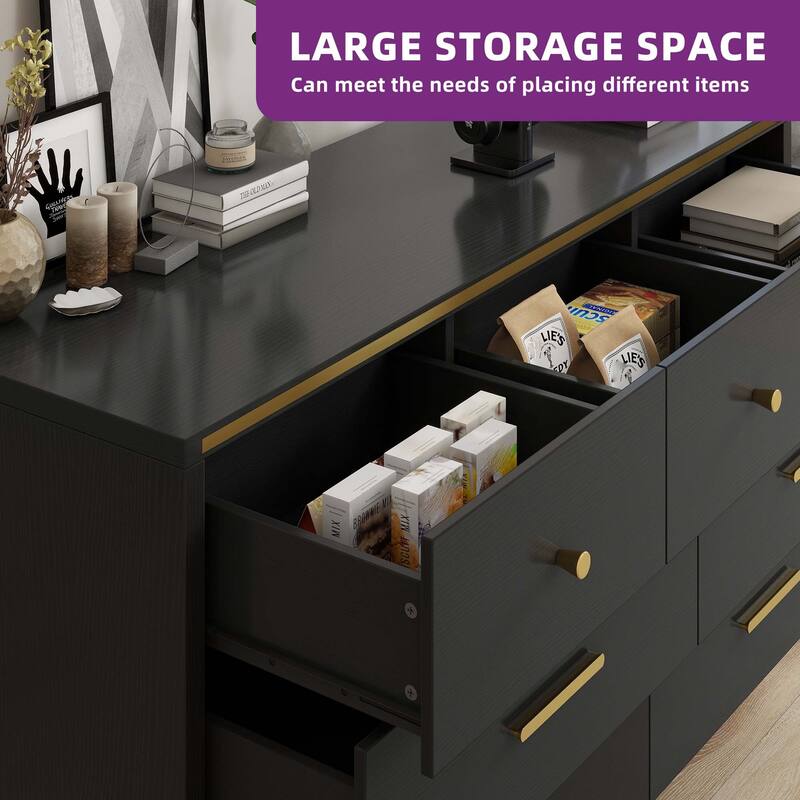 Moasis 47" W 6 Drawers Double Dresser for Bedroom, Chests of drawers