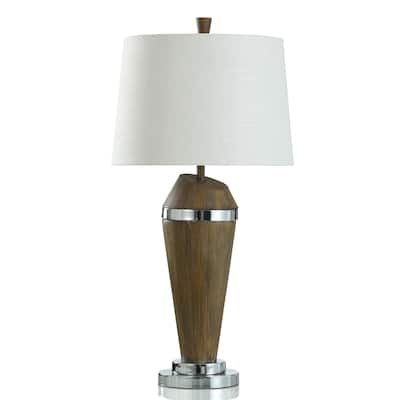 Danrun Silver Table Lamp - Mid Century Modern Faux Wood Finish