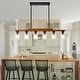 preview thumbnail 64 of 67, Farmhouse Linear Chandelier Rustic Wood Kitchen Island Lighting Dining Room Pendant Light Fixture with Seeded Glass Shade