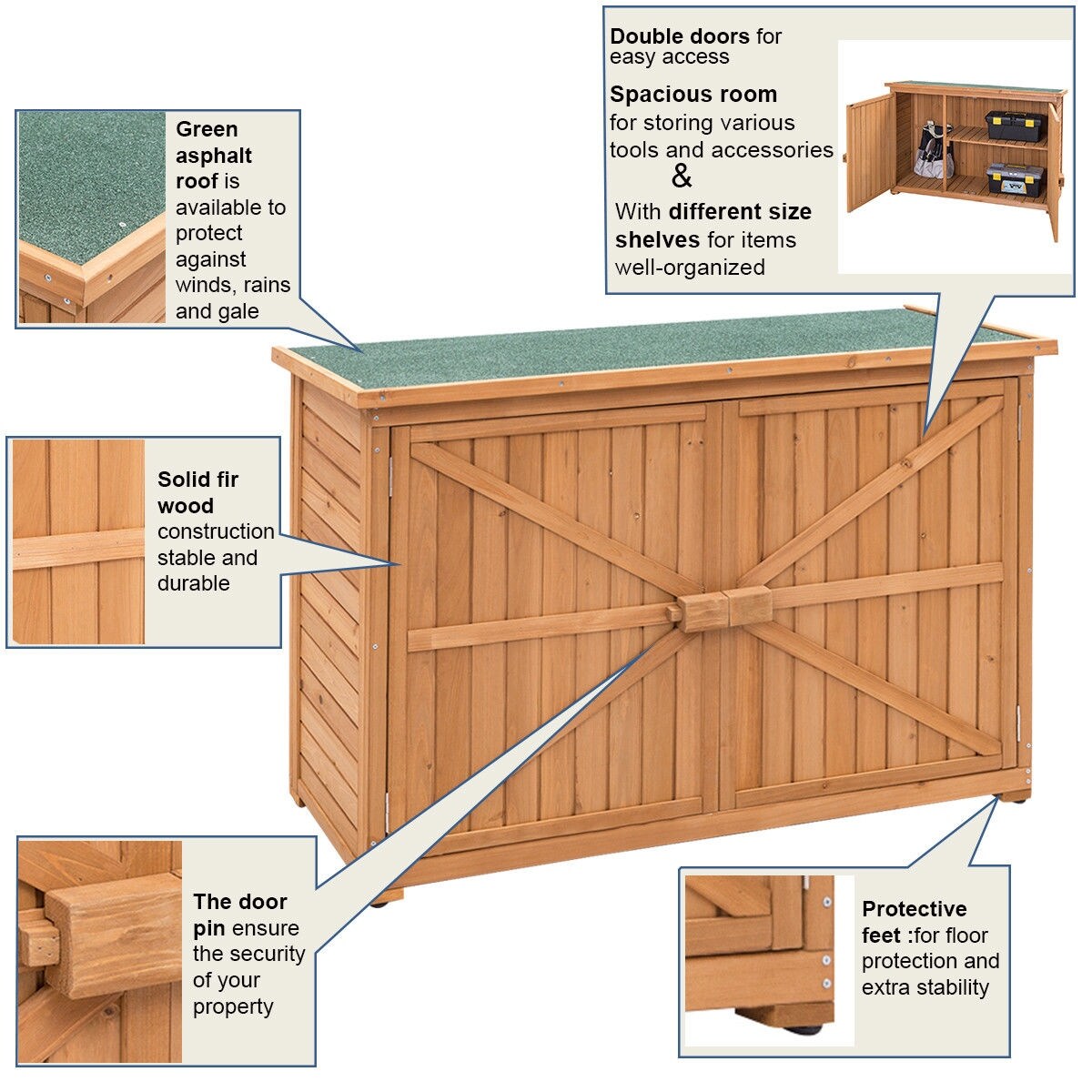 Tools Home Improvement Double Doors Fir Wood Wooden Garden Yard