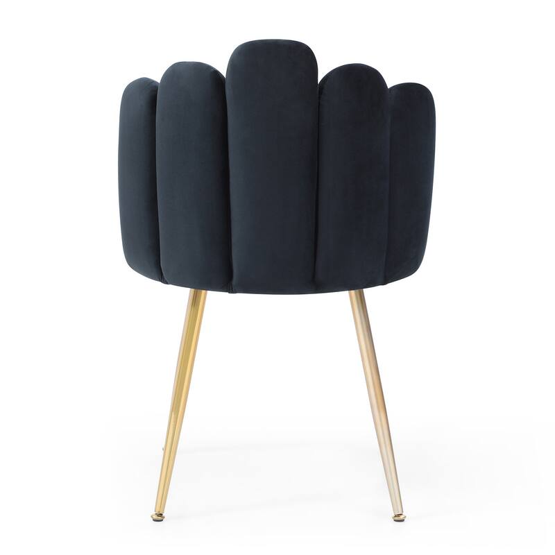 Modern Velvet Dining Chairs Set of 2, Upholstered Woven Dining Chair with Golden Metal Legs, Upholstered Dining Chairs