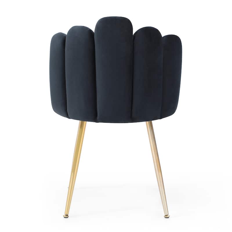 Modern Velvet Dining Chairs Set of 2,Upholstered Woven Dining Chair with Golden Metal Legs,for Dining Room