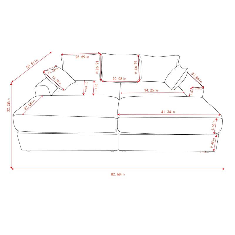 Sectional Couch Sofa for Living Room, Modern Corduroy Modular Couch with 2 Ottoman, Corduroy Sofas for Apartment, Office