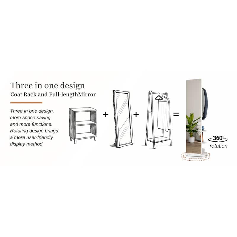 Versatile Full Length Mirror with Integrated Coat Rack for Home Spaces
