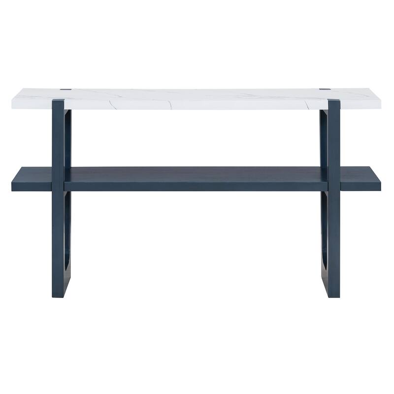 Elegant Console Table with Marble-Effect Top and Versatile Storage Solutions for Entryway and Living Room