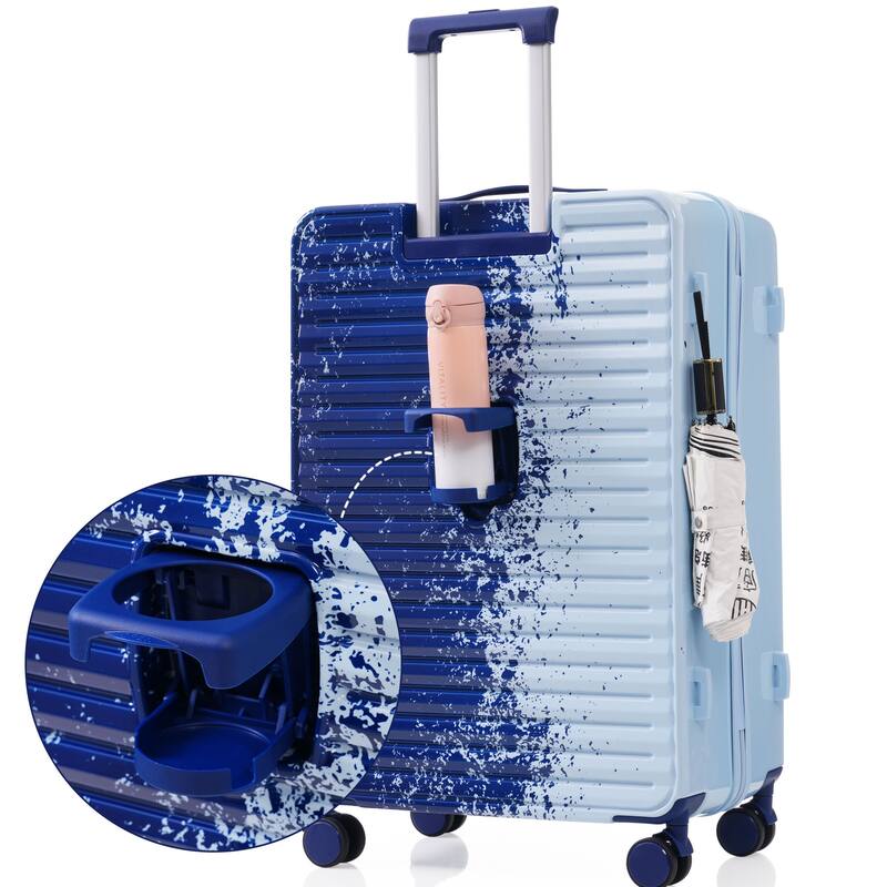 3 Piece Luggage Sets Expandable Suitcases with Front Pocket, TSA Lock USB Interface and Universal Wheel & Cup Holder