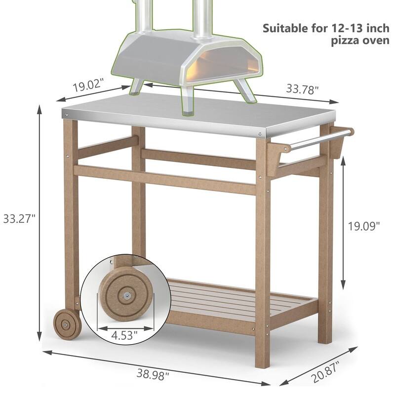 TORVA HDPE Portable Outdoor Grill Table,Grill Cart with Stainless Steel Top&3-Shelf Storage for BBQ Prep Table - N/A