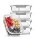 preview thumbnail 5 of 4, JoyJolt 3-Sectional Glass Food Storage Containers with Airtight Lids - Set of 5 - Set of 3 Clear/Grey