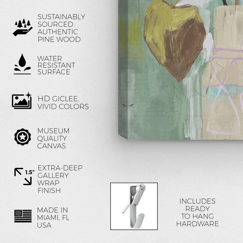 Wynwood Studio Canvas Floral and Botanical Floral Vase Abstract II Green and Light Purple Farmhouse Wall Art Canvas Print