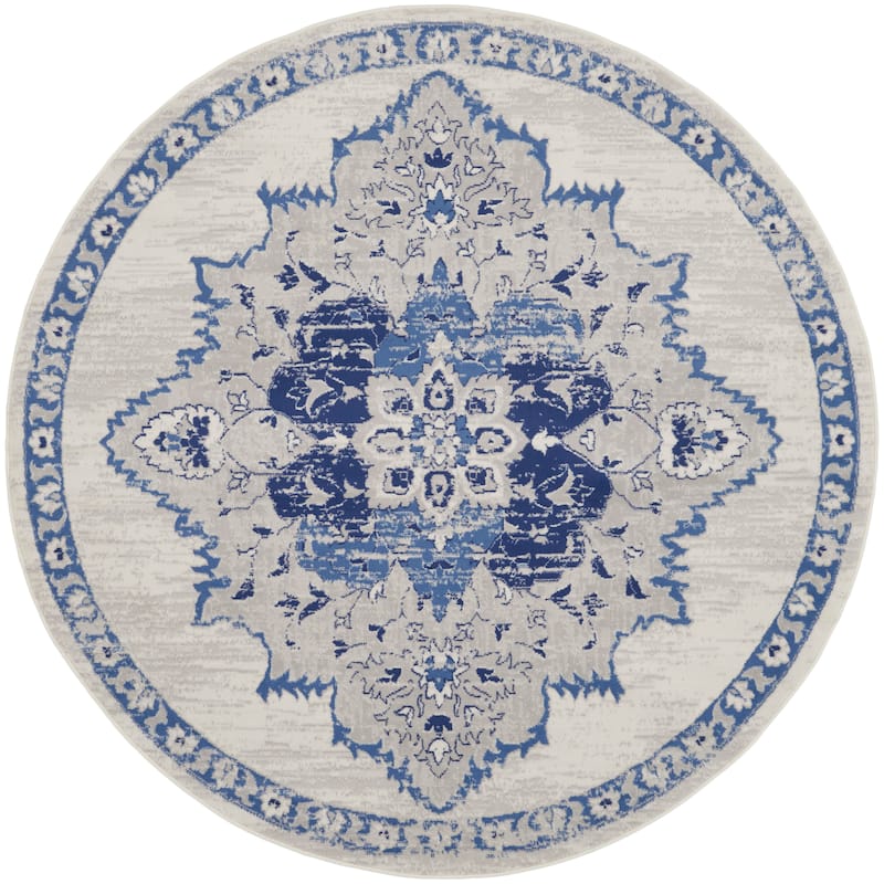 Nourison Whimsicle Persian Medallion Ivory Blue Area Rug