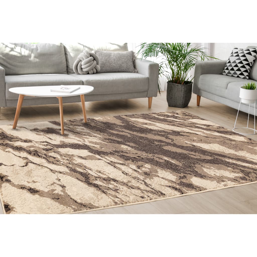 Florence Collection - Beige/Brown Granite Design Rug - 4'7" x 6'7"