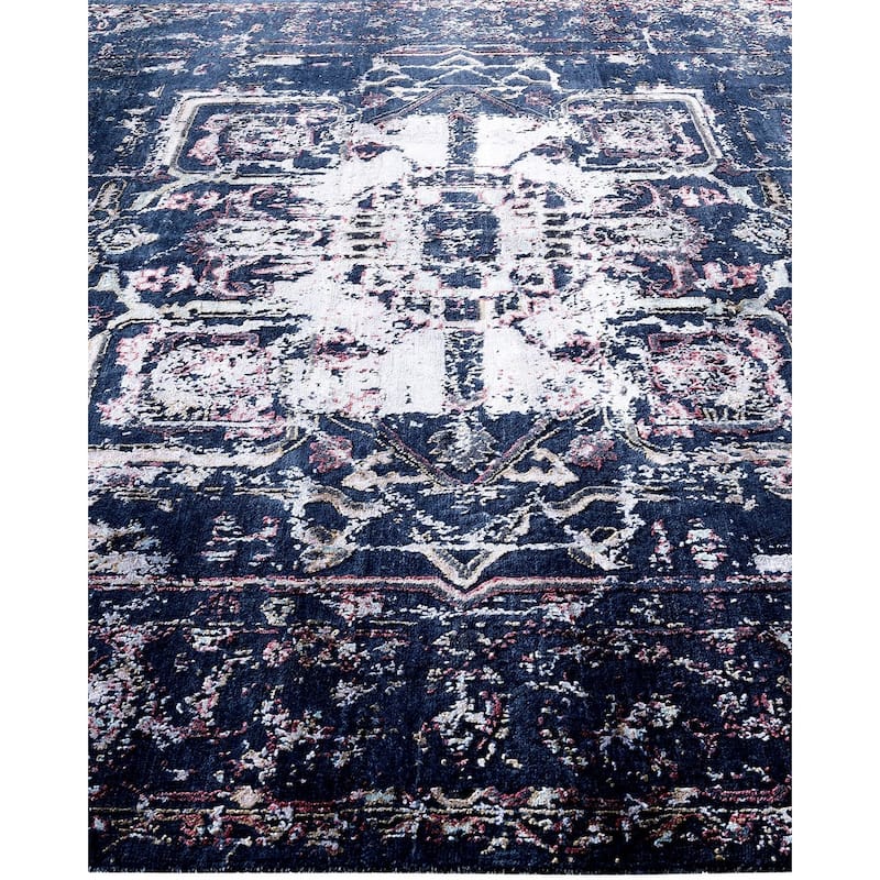 Ikat One-of-a-Kind Hand-Knotted Area Rug, Blue - 8' 0" x 9' 10"