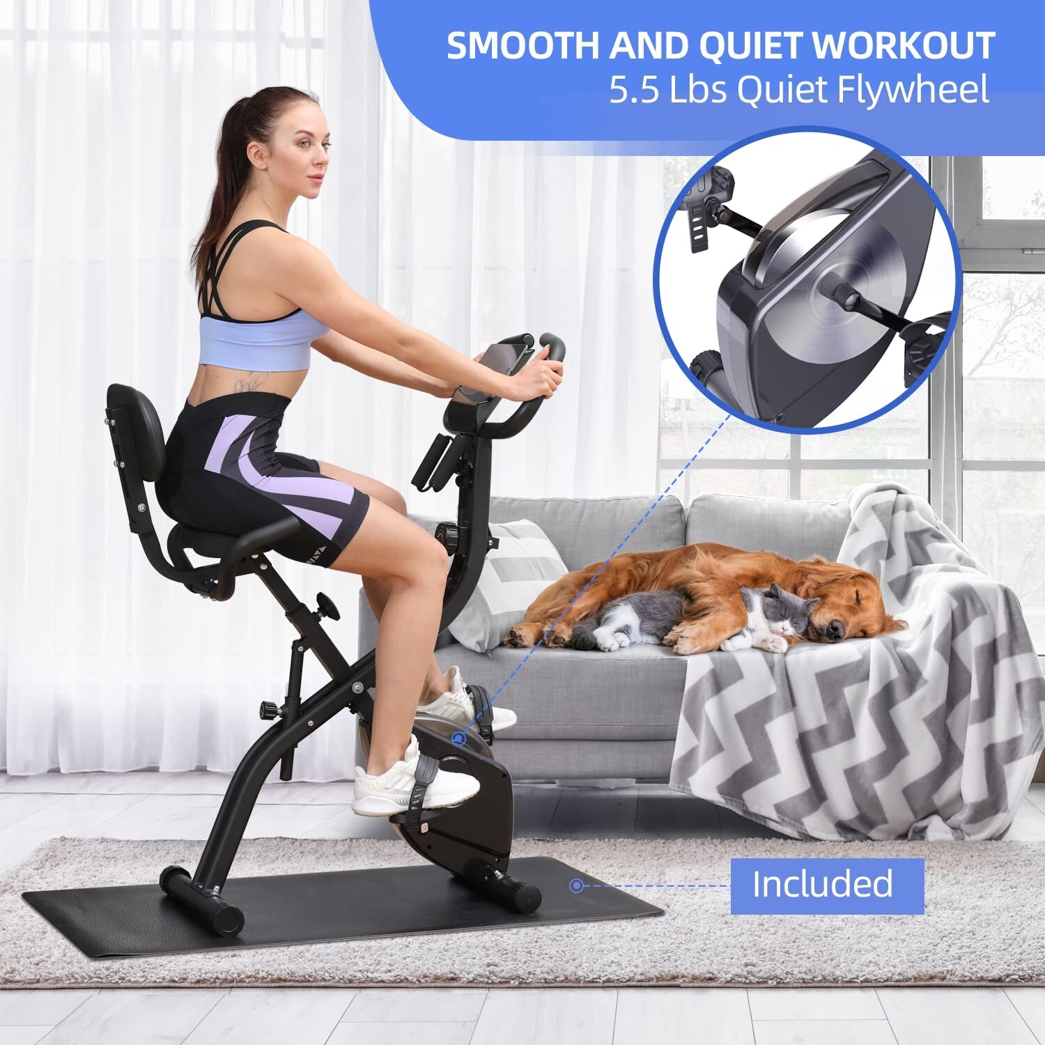 Foldable Exercise Bike Stationary Bike Cycling Bike with 16 Level Magnetic Resistance Training Bike with Arm Resistance Band Bed Bath Beyond 40335157