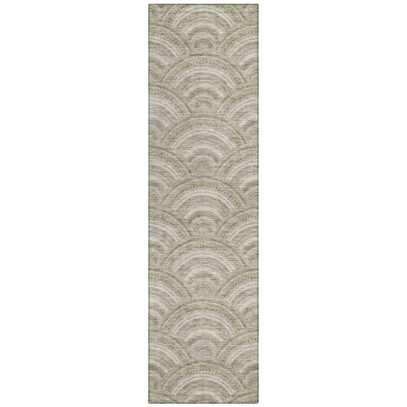 Machine Washable Indoor/ Outdoor Modern Mosaic Chantille Rug