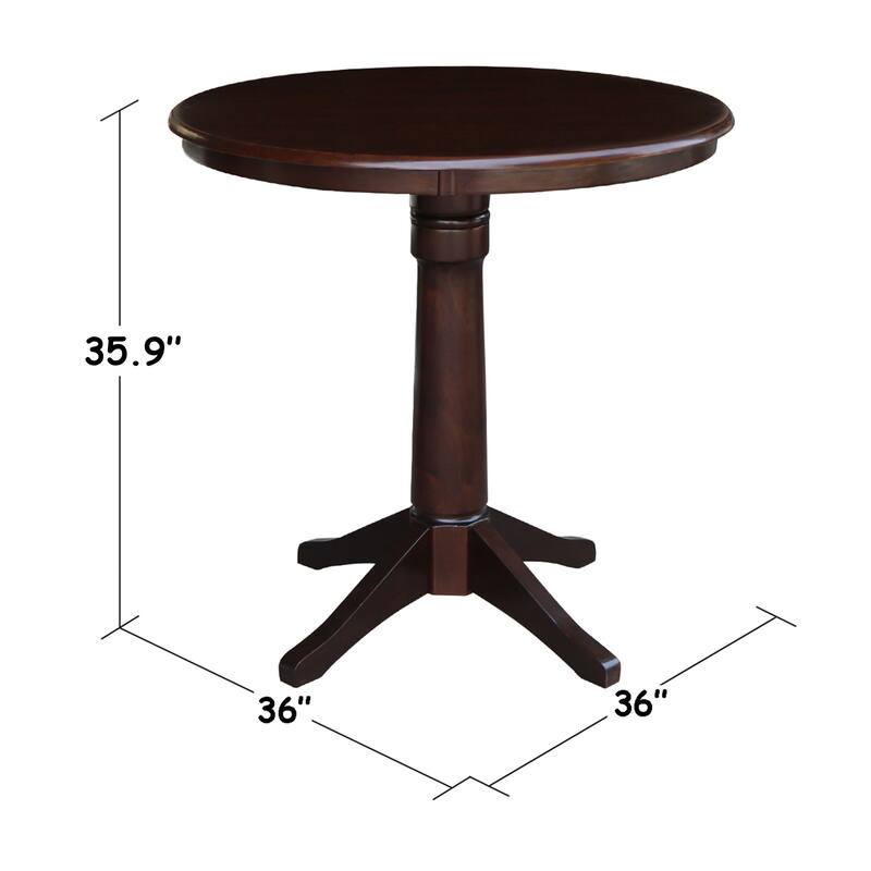 International Concepts Solid Wood 36" Round Pedestal Dining Table