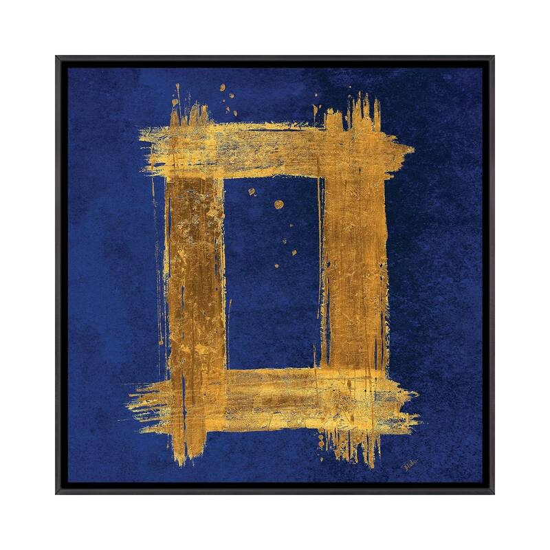 iCanvas "Gold Rectangle on Blue" by Patricia Pinto Framed - 12x12 - Ebony