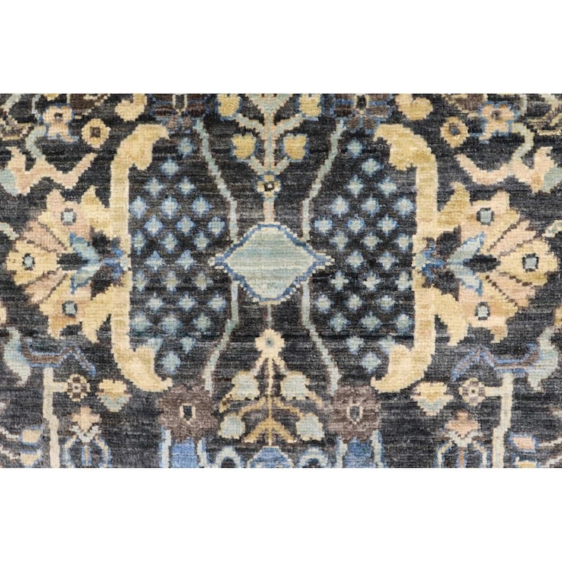 Southwestern Heriz Ziegler Brenna Grey Blue Hand-Knotted Rug - 3'10'' x 5'10''