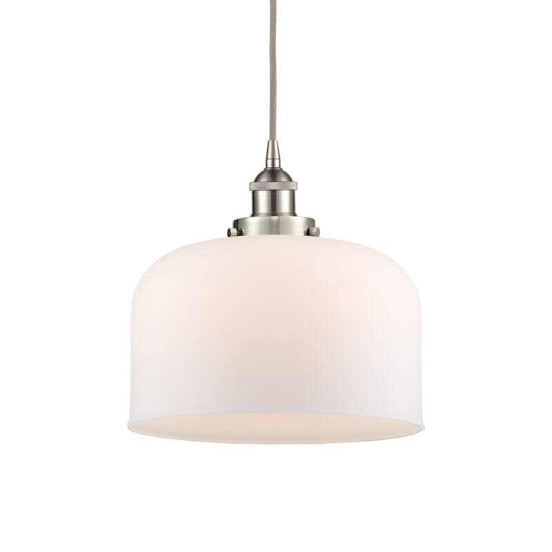 Innovations Lighting 616-1PH-12-12-L Bell Pendant Bell 12" Wide - Brushed Satin Nickel / Matte White
