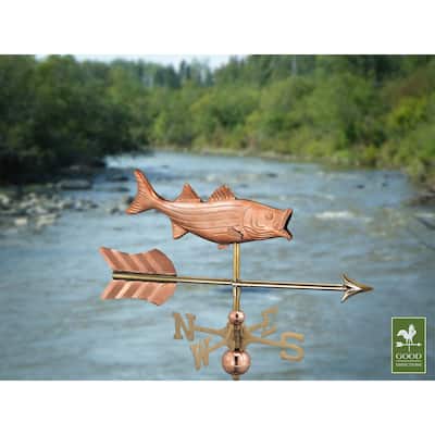 Bass with Arrow Garden Weathervane Pure Copper by Good Directions