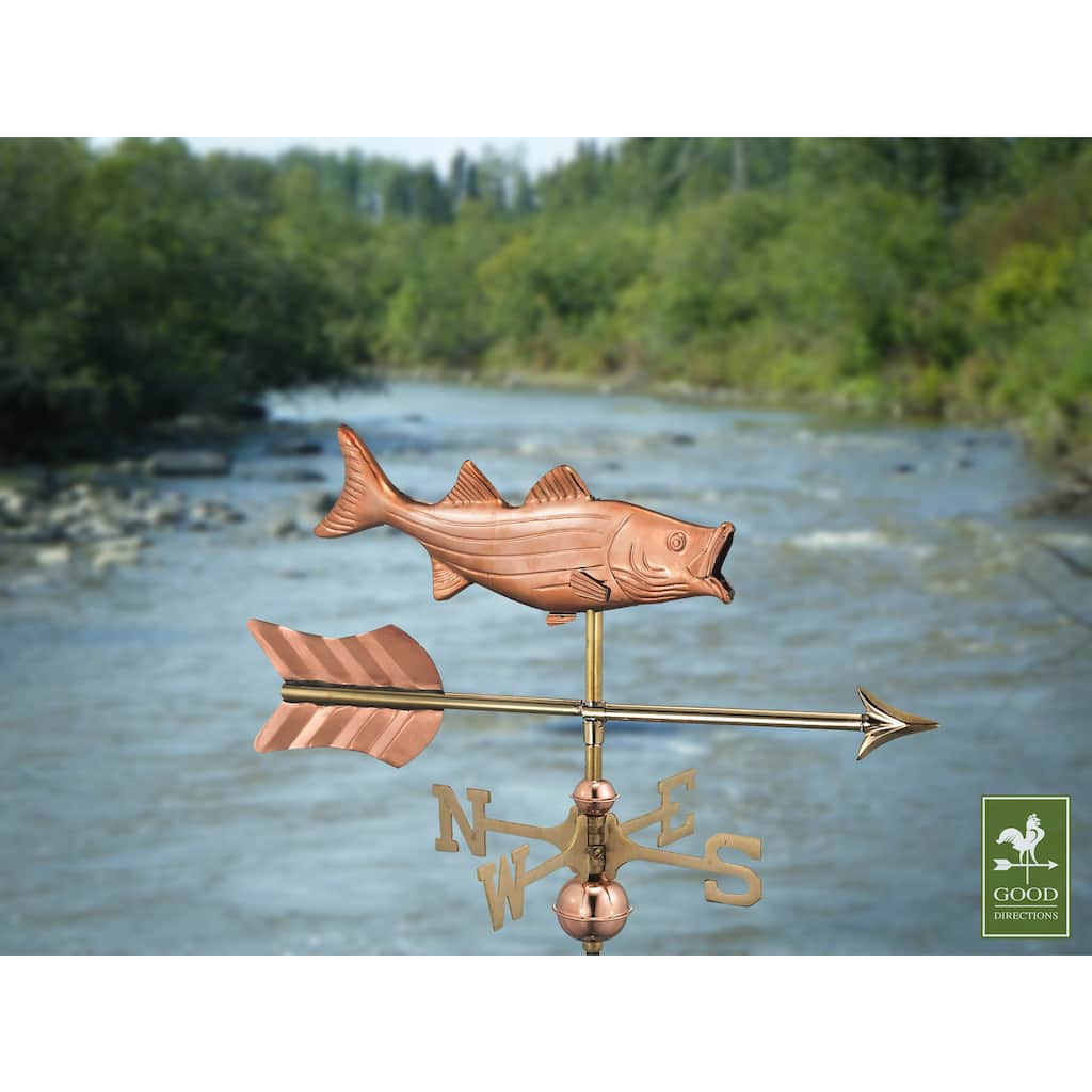 Bass with Arrow Garden Weathervane Pure Copper by Good Directions
