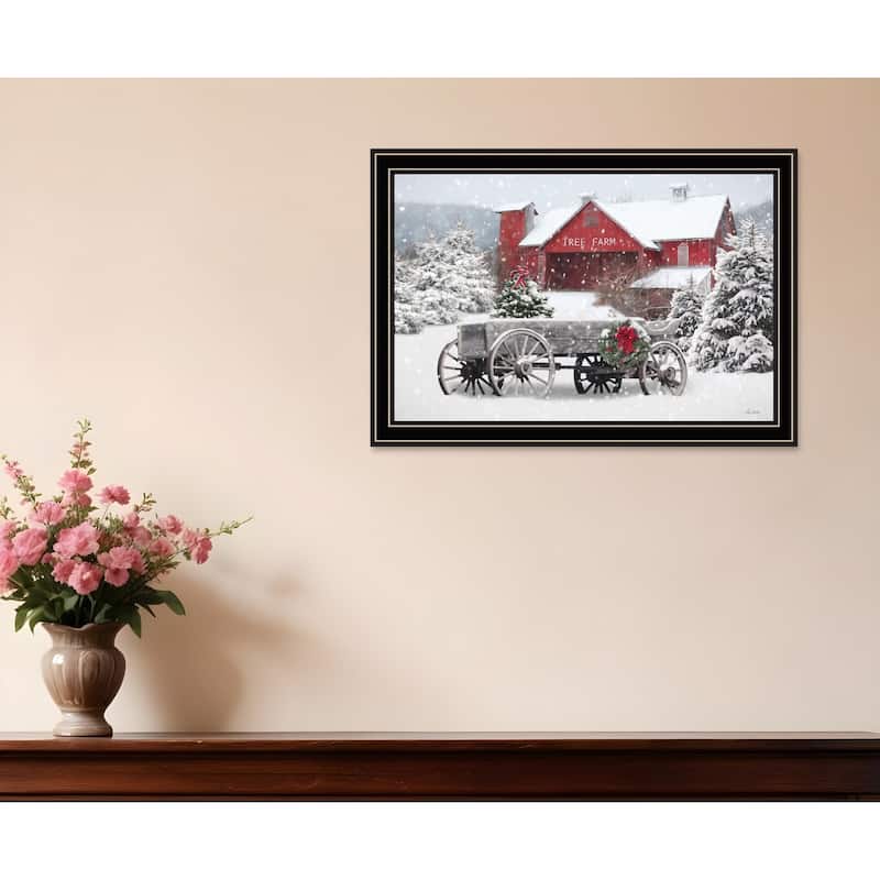 HomeRoots Tree Farm Wagon Black Framed Wall Art - 20' X '14' X '1