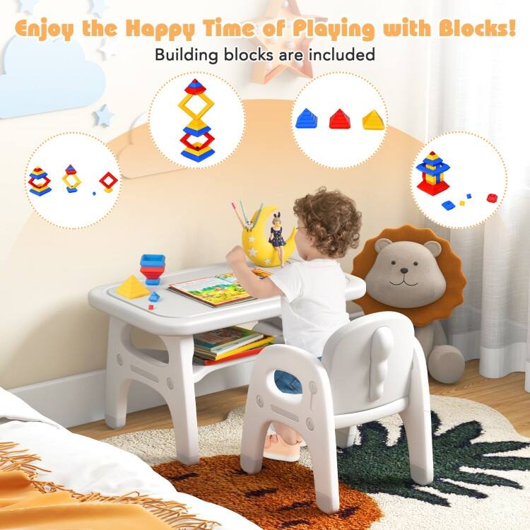 Kids Activity Table and Chair Set with Montessori Toys for Preschool and Kindergarten - 31" x 19.5" x 19.5"