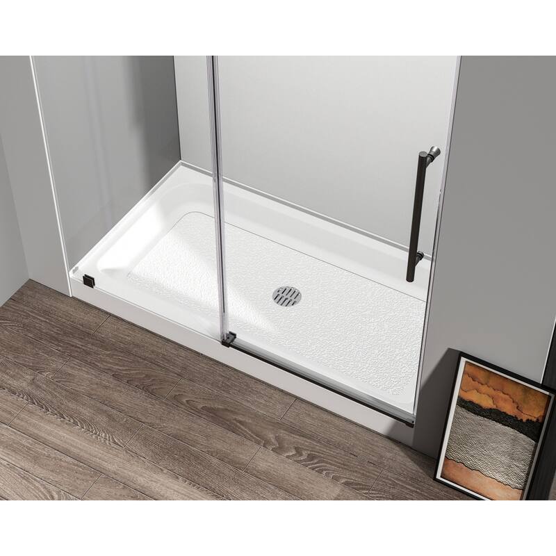 Indigo Home 60x32 inch Single Threshold Shower Tray Center Drain in White